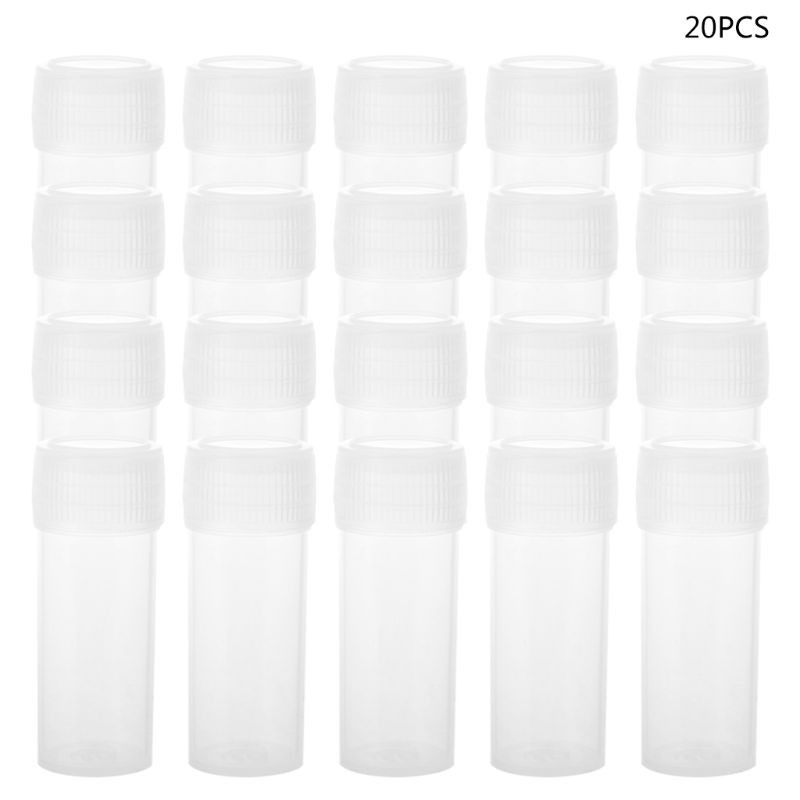 20pcs 5ml Plastic Test Tubes Vials Sample Container Powder Craft Screw Cap Bottles For Office School Chemistry Supplies