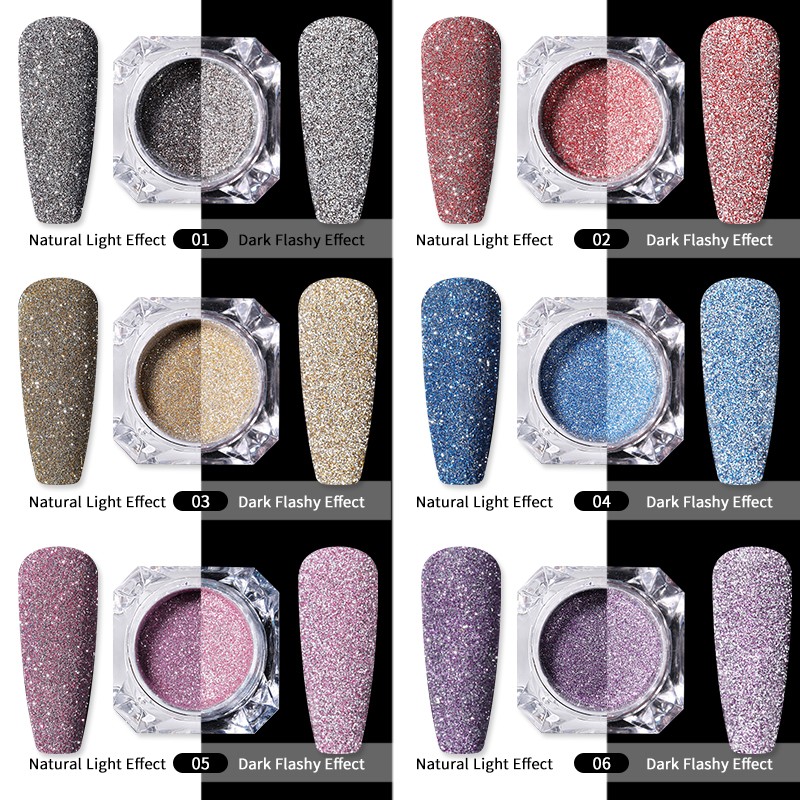 Born Pretty Reflective Glitter Powder Bright Light Shining Nail Chrome Pigment Dust Powder Nail Decoration for Gel Polish