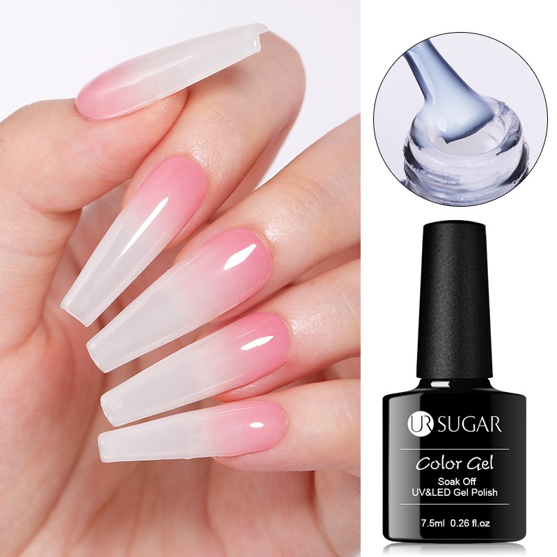 UR SUGAR 7.5ml Milky White Gel Nail Polish Clear Pink Gel Nail Extension Tips Soak Off Led UV Gel Varnish