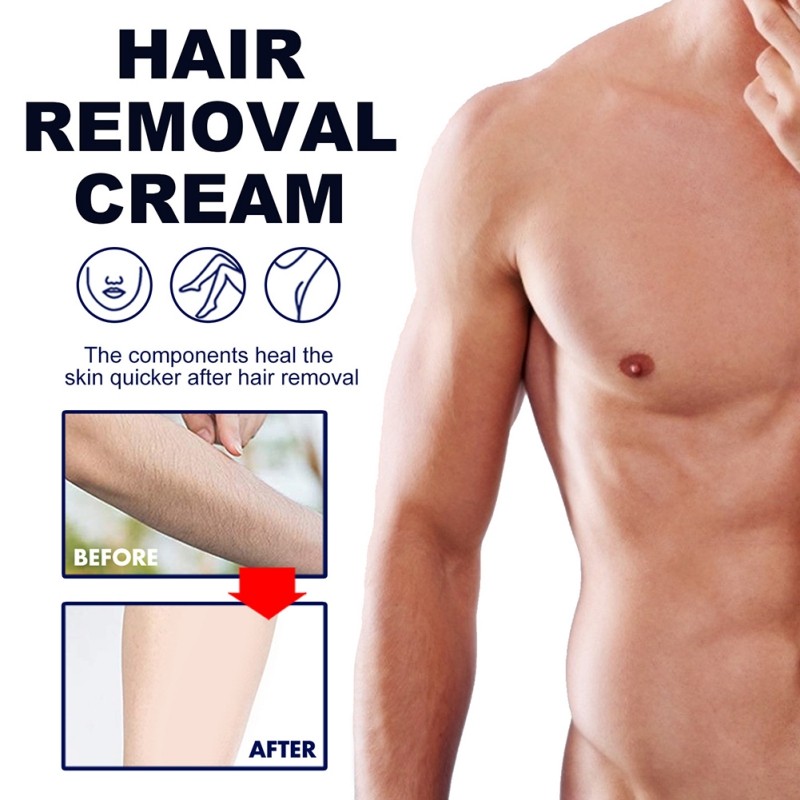 Men Hair Removal Cream Perfect for Underarm Legs Face Reduces Irritation Painless No Harmful Chemicals 60ml