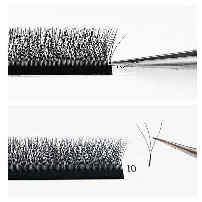 Hot selling 6 cases/set w shaped 3D clover volume eyelash extension matte individual volume silk eyelashes extensions for salon