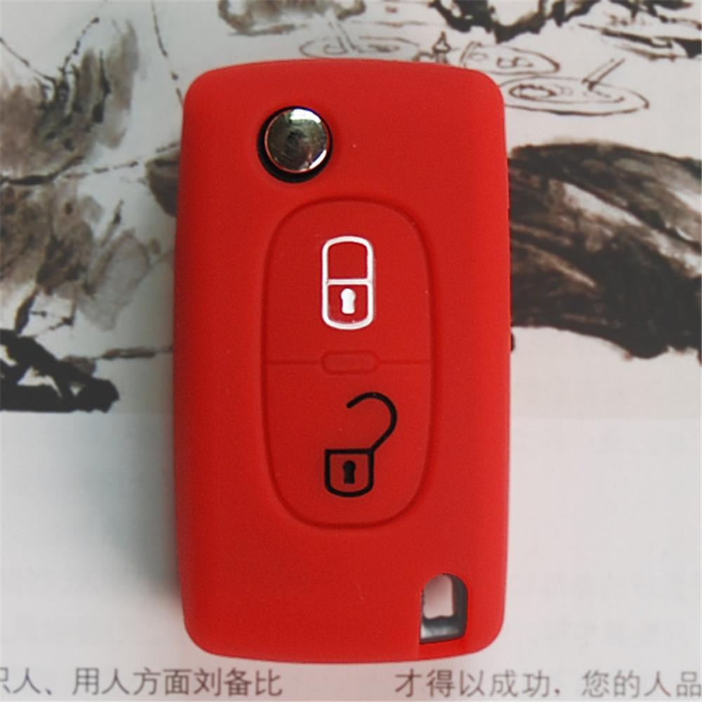 2 Buttons Silicone Car Key Case Flip Remote Cover Car Key Holder Shell Fob for Citroen C2 C3 C4 C8 Peugeot 308 207 307 3008 5008