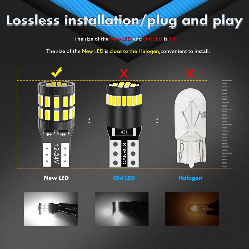 2pcs LED W5W T10 194 168 W5W SMD 30SMD Led Parking Bulb Auto Wedge Clearance Lamp CANBUS Bright White License Light Bulbs