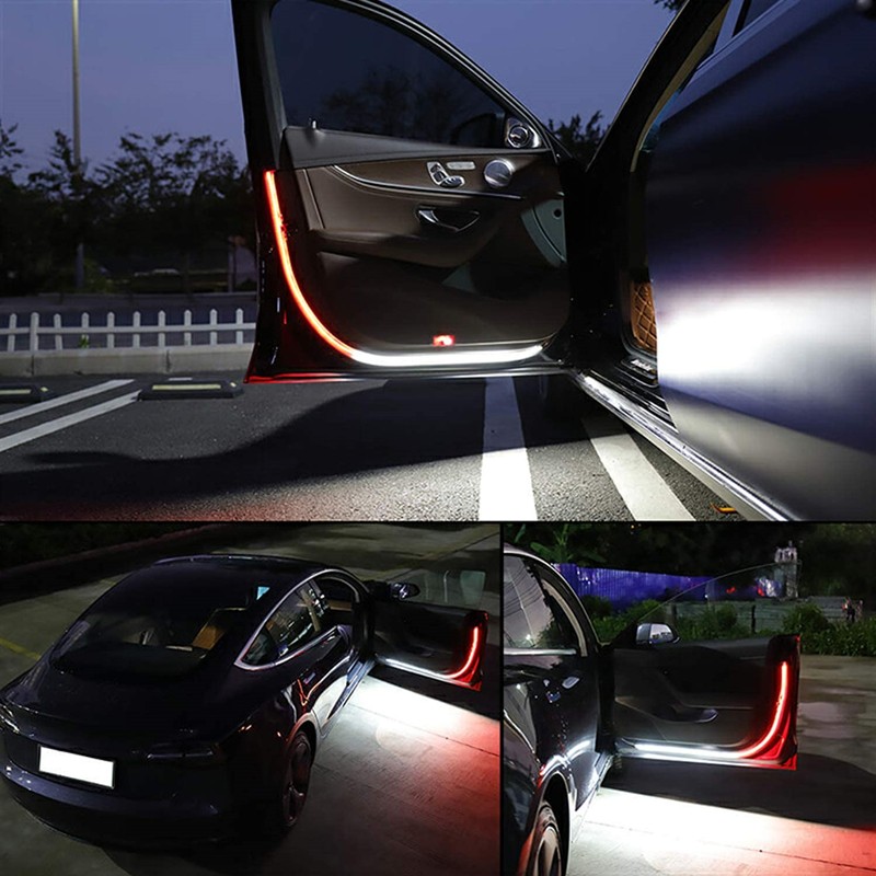 LED Car Door Welcome Light Safety Warning Streamer Lamp Strip 120cm Waterproof Auto Decorative Ambient Lights