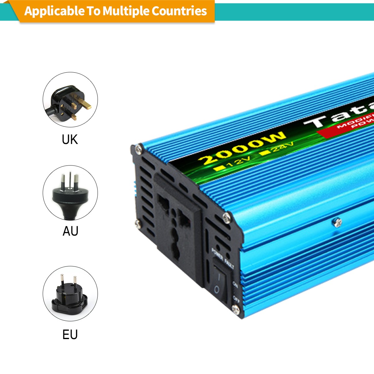 2000W Peak Power Inverter DC 12V/24V to AC 220V Auto Portable Charger Converter Converter Modified Sine Wave Universal Socket