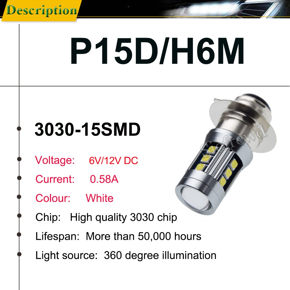 2pcs H6M P15D-25-1 PX15D T19 Led Headlight Bulb Double Beam Motorcycle Headlamp Scooter Speed ​​Bike 6V 12V 1000Lm 6000K