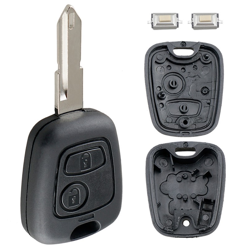 2 Buttons Car Remote Key Shell Fob Key Case With 206 Key Blade Micro Fit For Peugeot 106 107 206 207 306 307 406 407