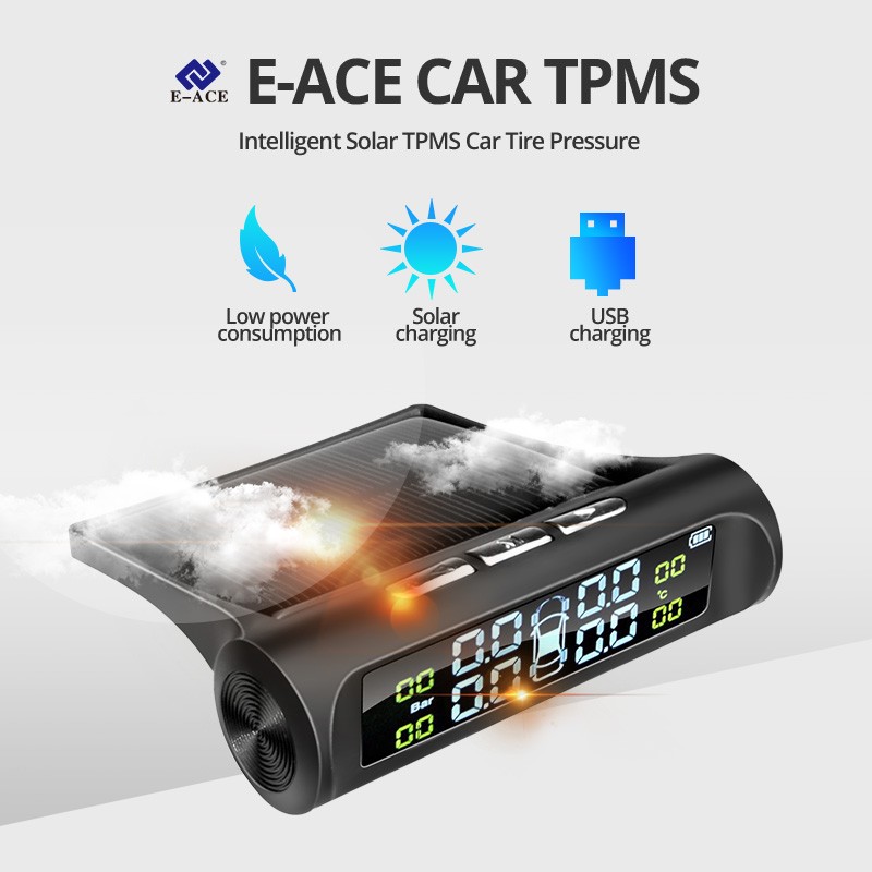E-ACE Car Safety Monitoring System TPMS, Tire Pressure Measurement With Motion Sensor With Temperature Alarm