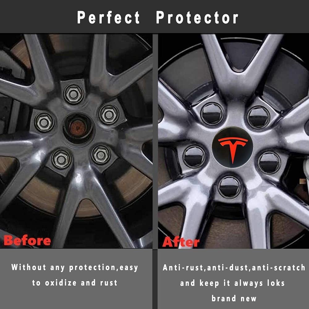 Tesla Model 3S X Wheel Center Caps Hub Caps Screw Cap Kit Decorative Tire Cap Modification Accessories Tesla Car Emblem Badge