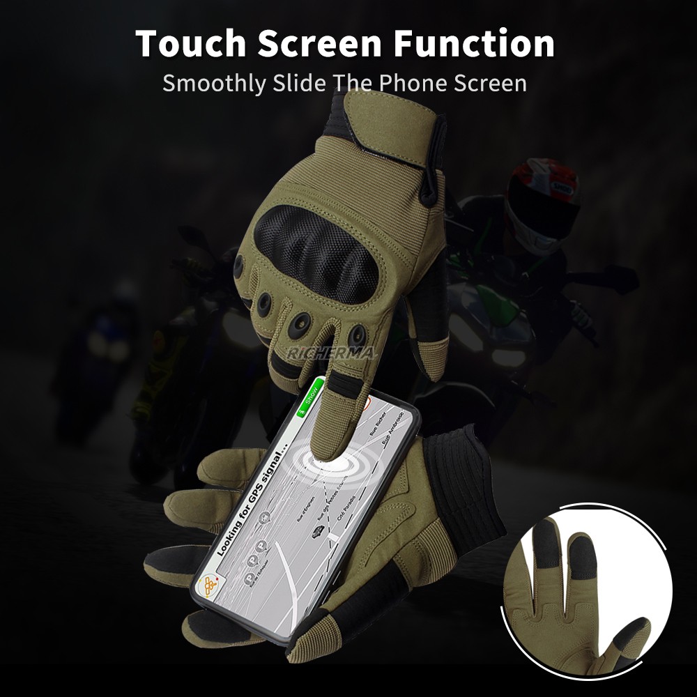 Full Finger Gloves Black Hard Finger Gloves Touch Screen Protective Gloves Military Tactical Gloves Men For Snow Road Dirt Bike Bicycle