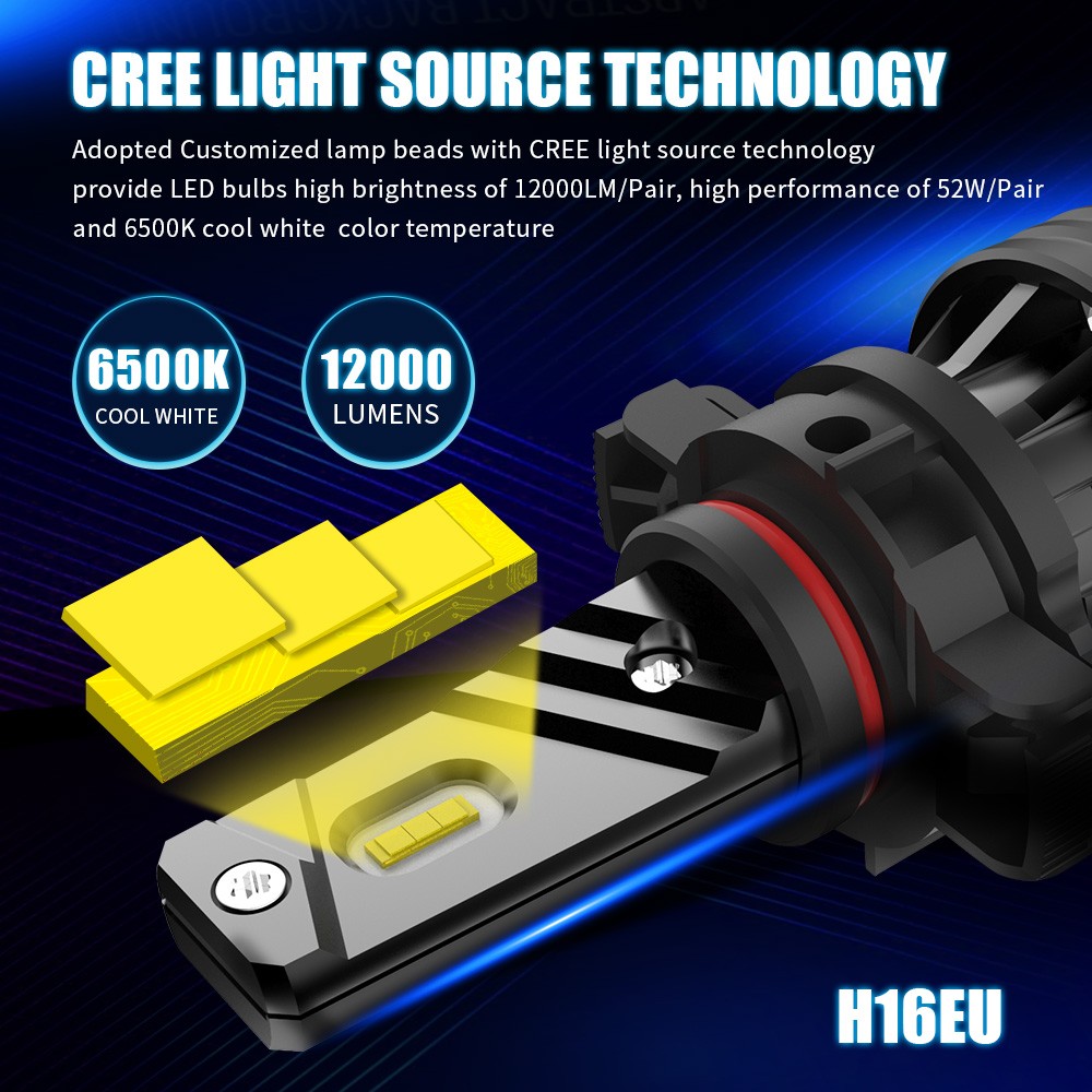 AILEO - Car Fog Light, High Brightness LED Bulb, 72W 12000LM Dedicated CSP Chips, PS24W PSX24W PSX26W SP13W H11 H1 H3 H27 880