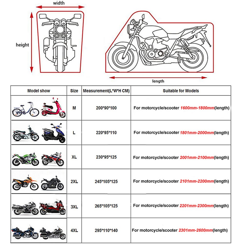 HEROBIKER Motorcycle Cover Bicycle All Season Waterproof Dustproof UV Protective Outdoor Indoor Moto Scooter Motorcycle Rain Cover