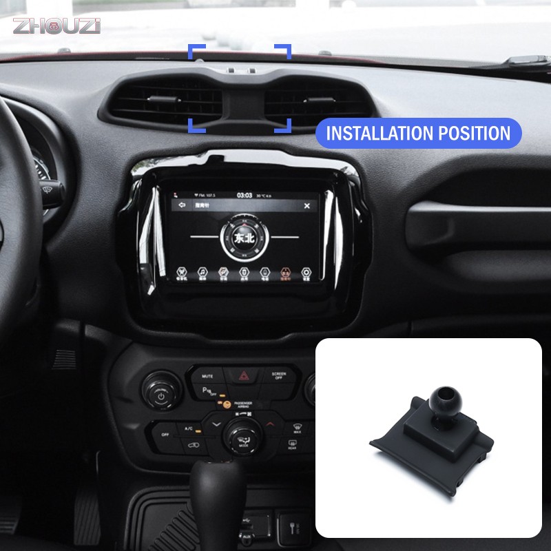 Car Jeep Renegade Cell Phone Holder Air Vent Clip GPS Navigation Gravity Car Accessories 2016 2017, 2018, 2019