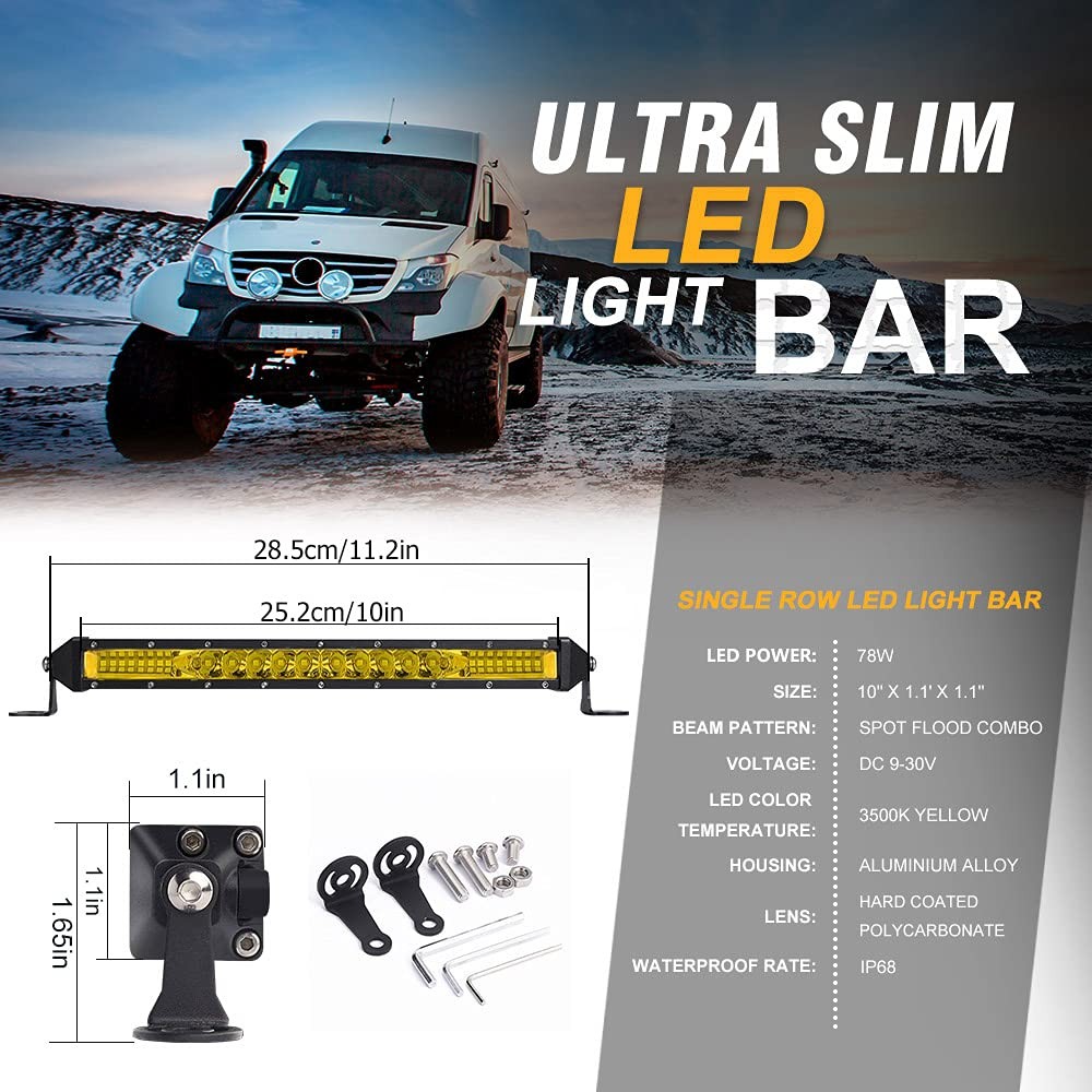 ANMINGPU 12V 24V Offroad LED Light Bar 3000K Yellow Spot Flood LED Work Light For Truck Boat 4x4 Atv Lada Niva Car LED Fog Light