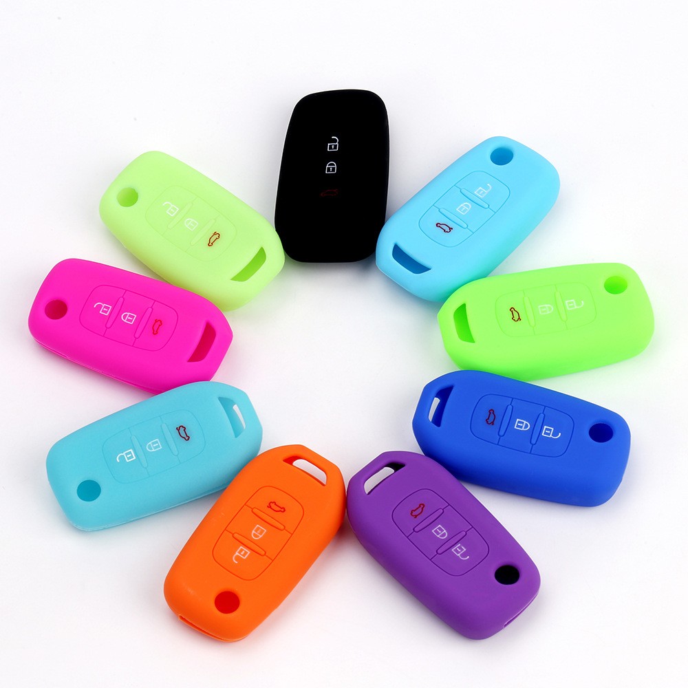 Silicone Car Flip Key Case For Renault Kadjar Captur Megane Sandero Stepway Logan Clio 5 Arkana 2020 2021 Remote Keyless Cover