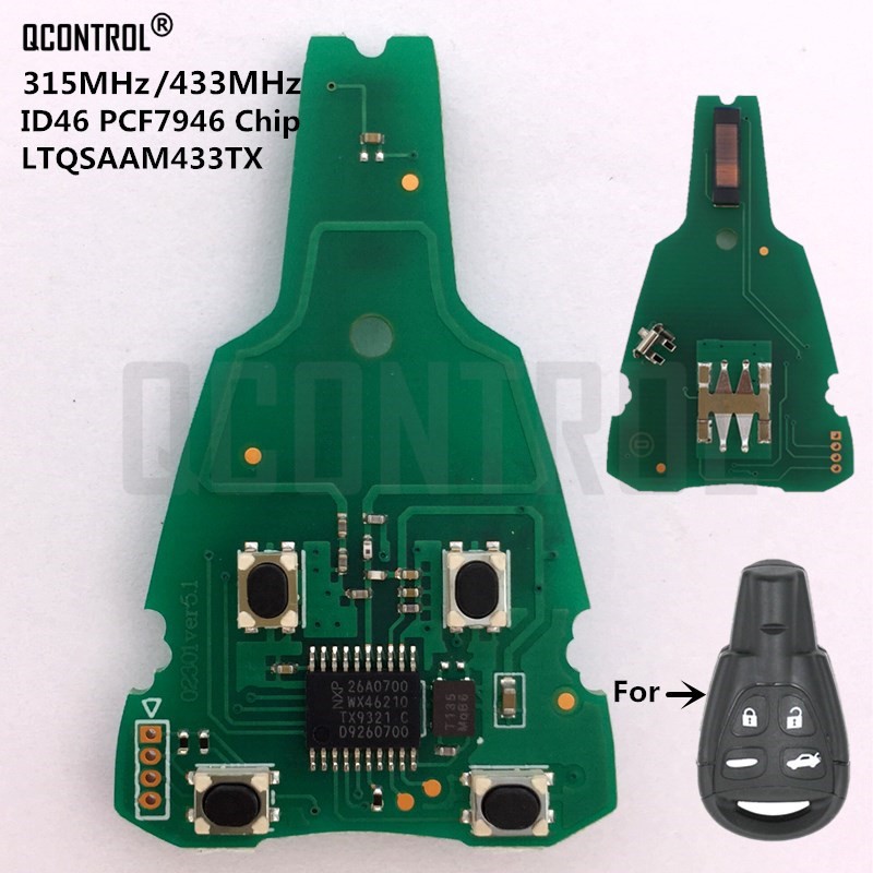 QCONTROL Car Remote Control Switch Circuit Board For Saab 93 9-3 2003 2004 2005 2006 2007 2008 2009 2010 2011 ID46 PCF7946 Chip