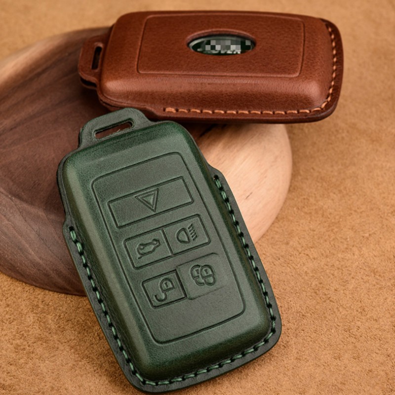 Luxury Genuine Leather Car Key Case For Jaguar Land Rover Evoque Sport Accessories Keychains Bag Holder Keyring Fob Shell