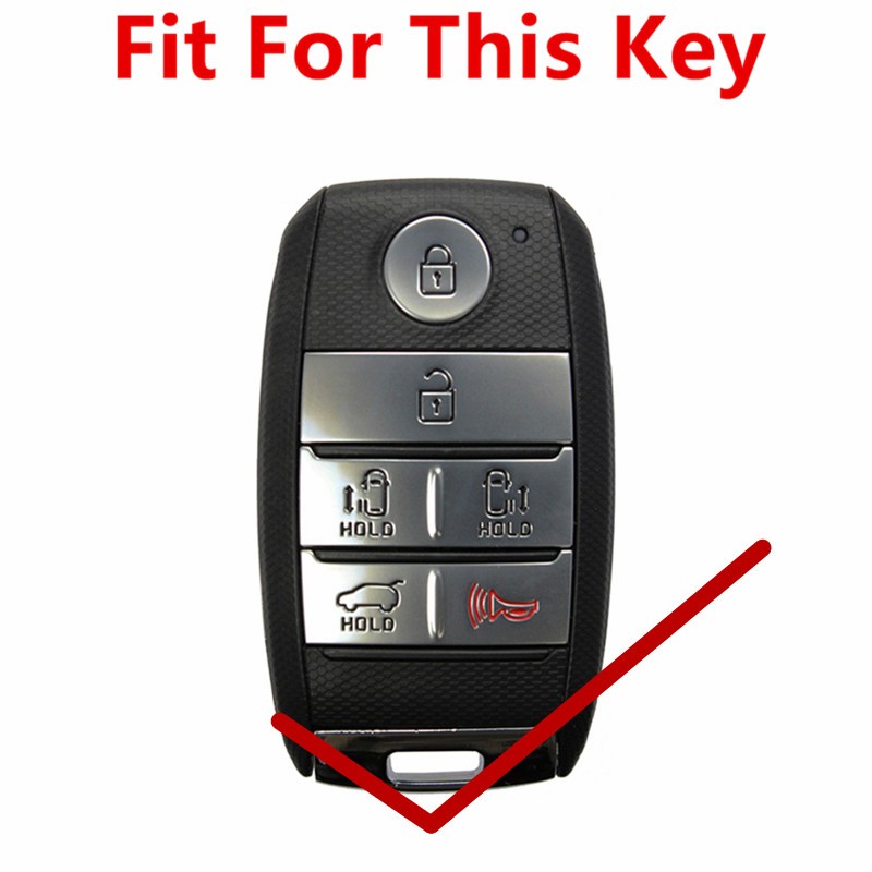 FLYBETTER - Genuine Leather Smart Key Fob Case for Kia, Sedona, Grand, Carnival, Sorento L580, 6 Buttons