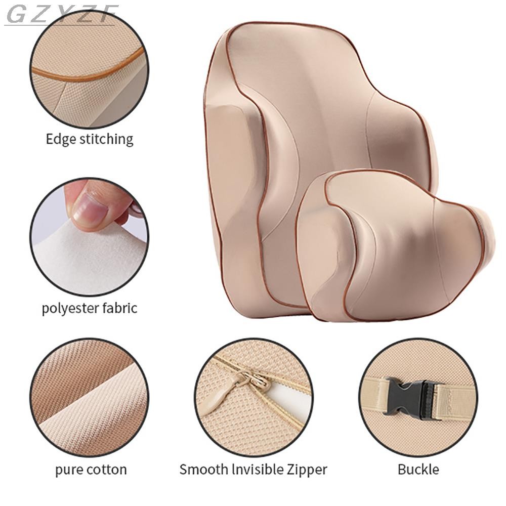 Car Neck Pillow Neck Pillow Lumbar Support Back Cushion Set Erognomic Design Fit Muscle Pain/Stress Relief for Car Seat