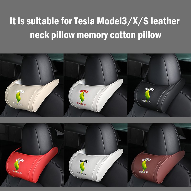 For Tesla Model 3S X 2022 Car Seat Headrest Neck Seat Cushion PU Leather Head Support Headrest Head Cushion For Tesla Model 3