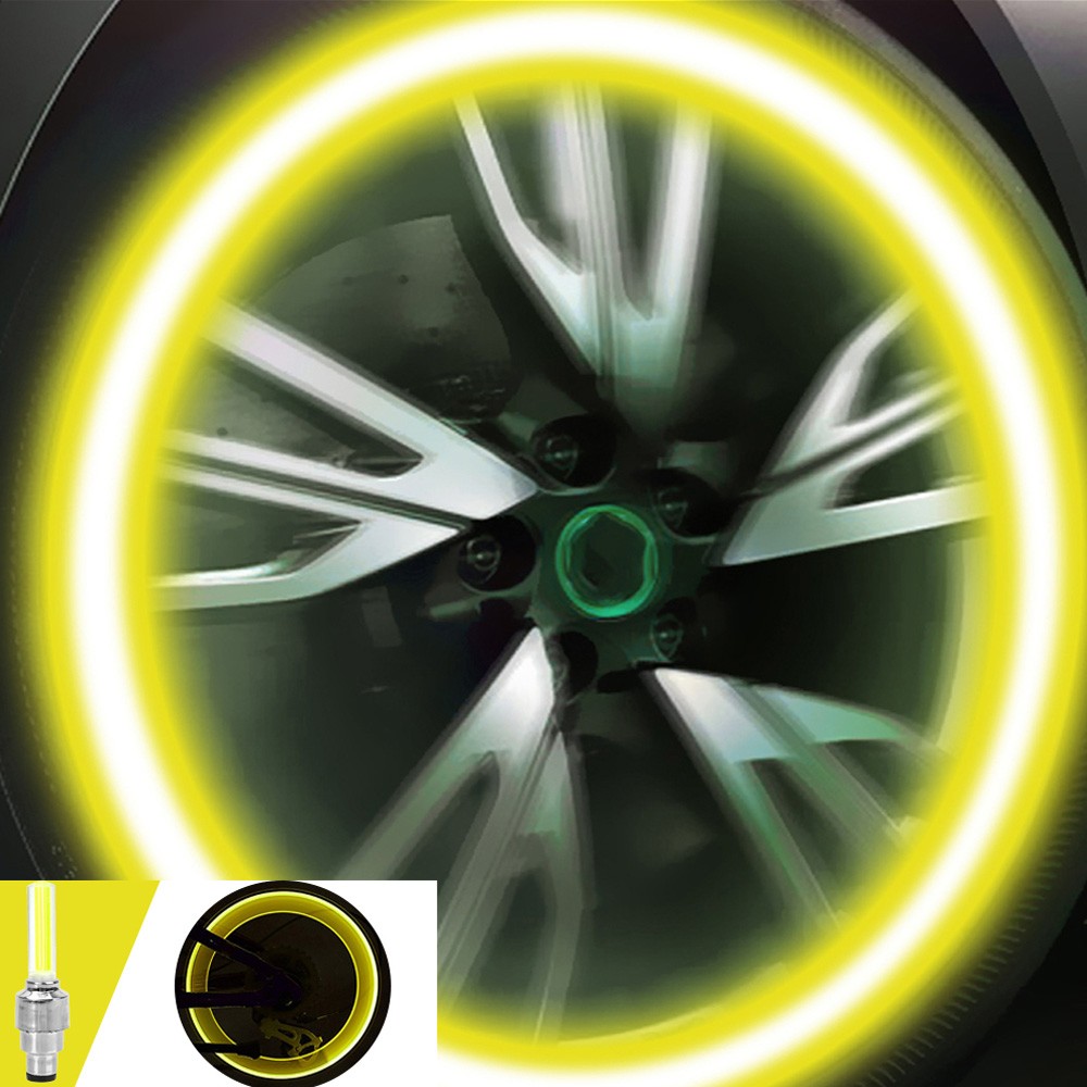 2pcs Atmosphere Welcome Light Hub Lamp Auto Car Wheel Light Moto Bike Light Tire Valve Decorative Valve Cap Flash Spoke Led Neon