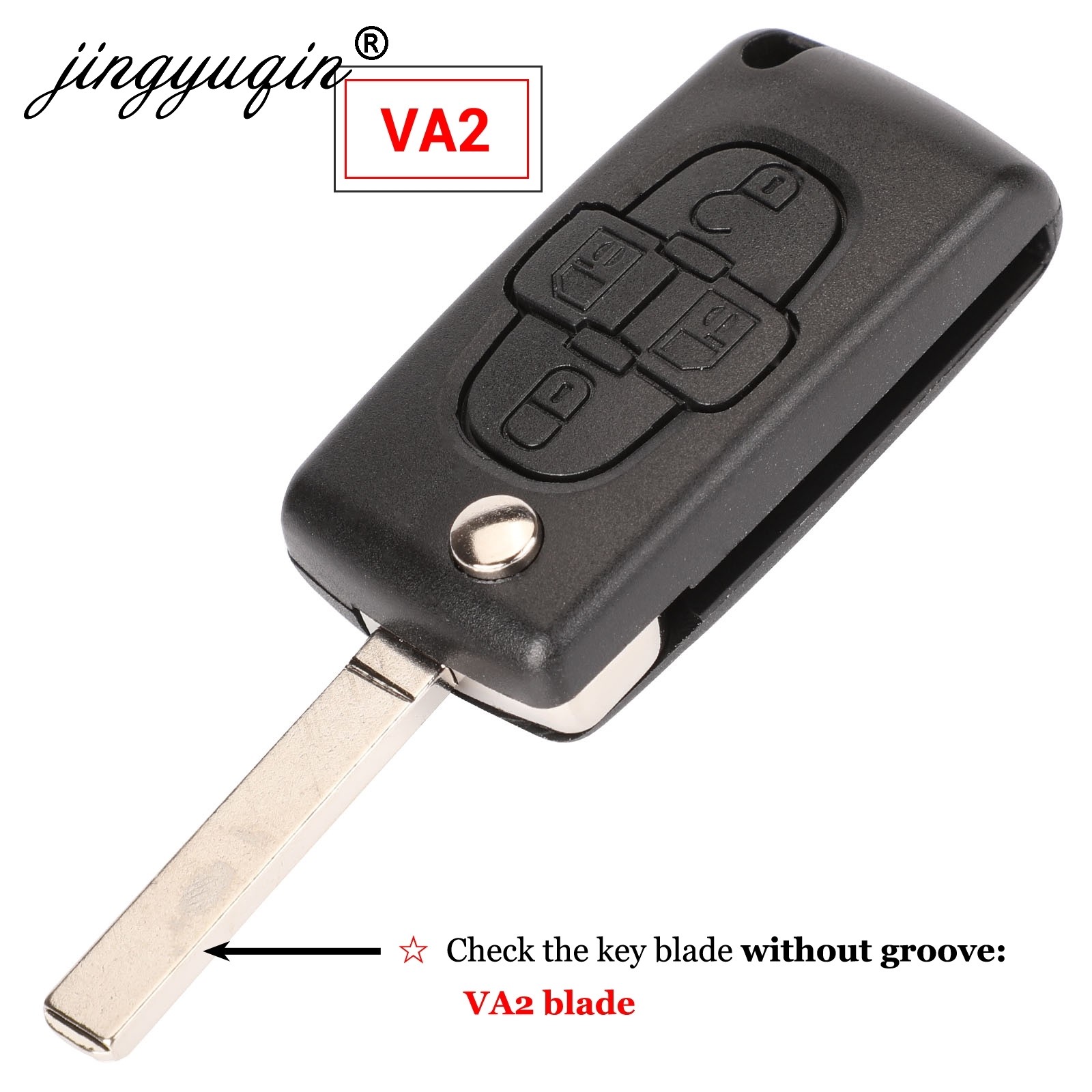 jingyuqin 4 Buttons Flip Folding Remote Key Fob Case Shell Fob For Peugeot 1007 Citroen C8 Uncut VA2 Hu82 Blade CE0523 Replacement