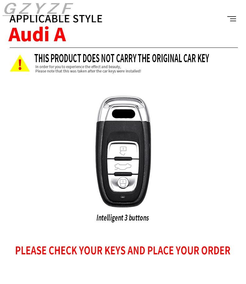 Zinc Alloy Car Key Case Cover Shell For Audi A1 A3 8v A4 B8 B9 S4 S5 S6 S7 S8 A6 A5 C7 Q3 Q5 Q7 TT Auto Car Accessories