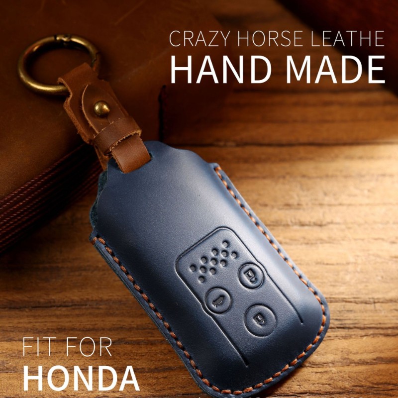 Luxury Leather Car Key Case Cover Fob Protector Key Chain Holder For Honda Odyssey Accord Crosstour Accessories Remote Keyring