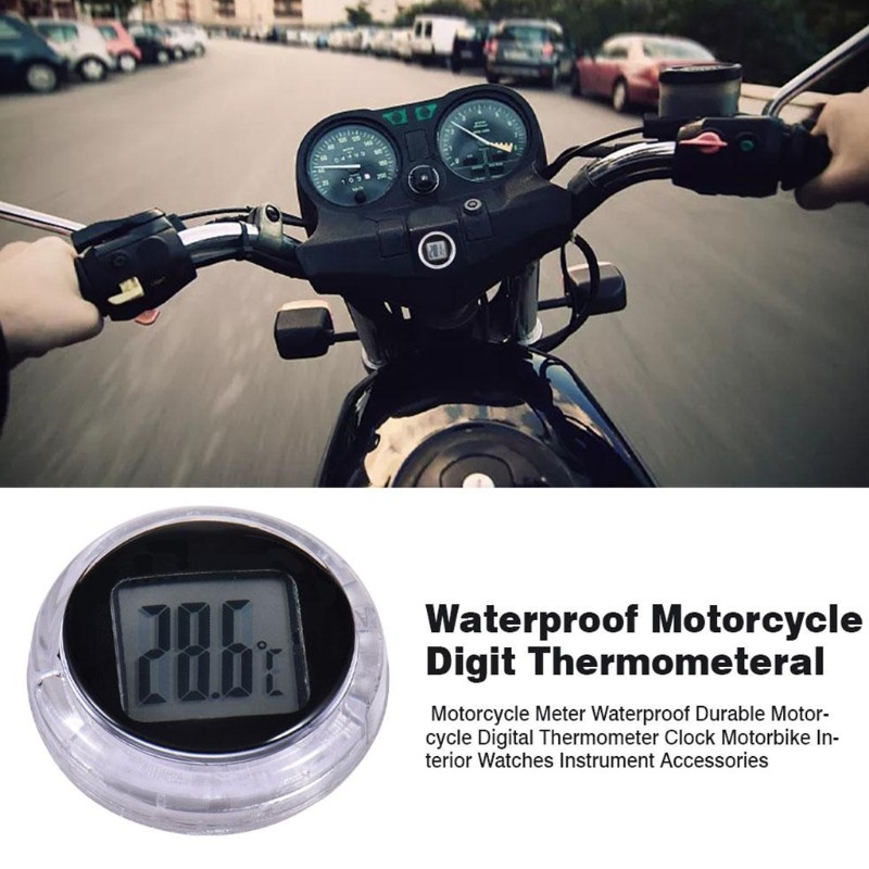 LCD Display Motorcycle Digital Watch Thermometer Time Monitor Portable Electronic Scale Tool Accessory Waterproof