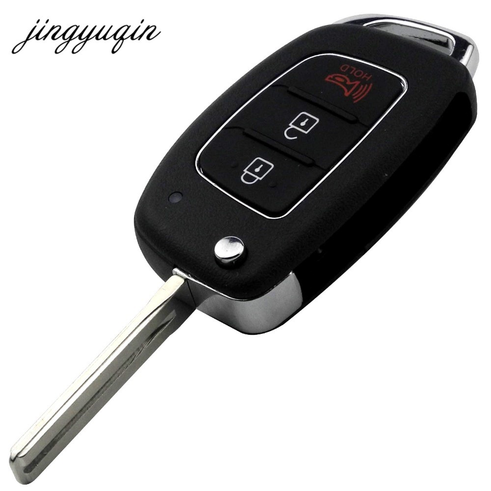 jingyuqin 10pcs/lots 3/4BTN Remote Key Fob Shell For Hyundai HB20 Santa Fe IX35 IX45 Accent I40 Flip Flip Key Cover