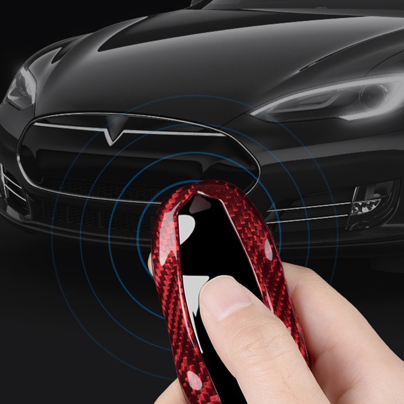 Suitable for Tesla carbon fiber key cover Tesla Model 3 Model Y Model X Model S modified key case key chain key