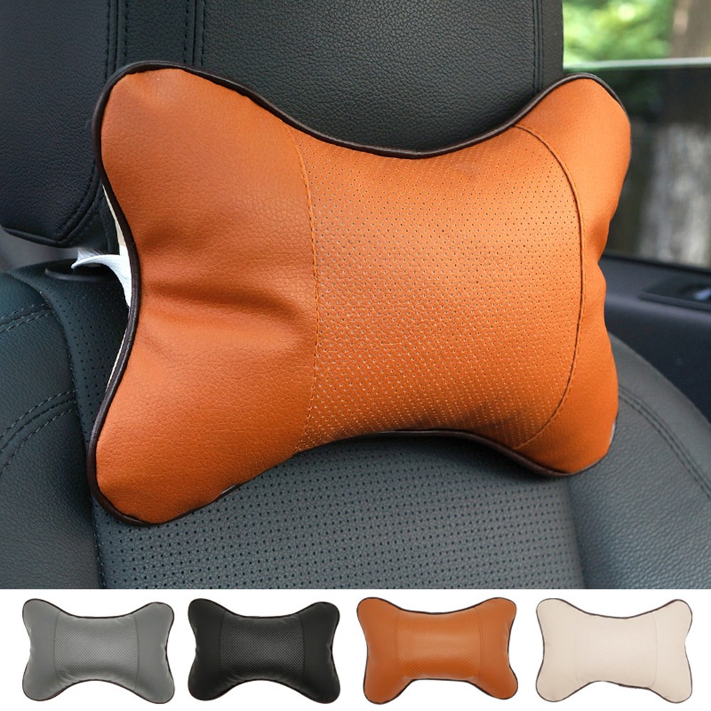 1PC Universal Car Neck Pillows PU Leather Breathable Mesh Auto Auto Neck Pillow Headrest Seat Cushion Auto Interior Accessories