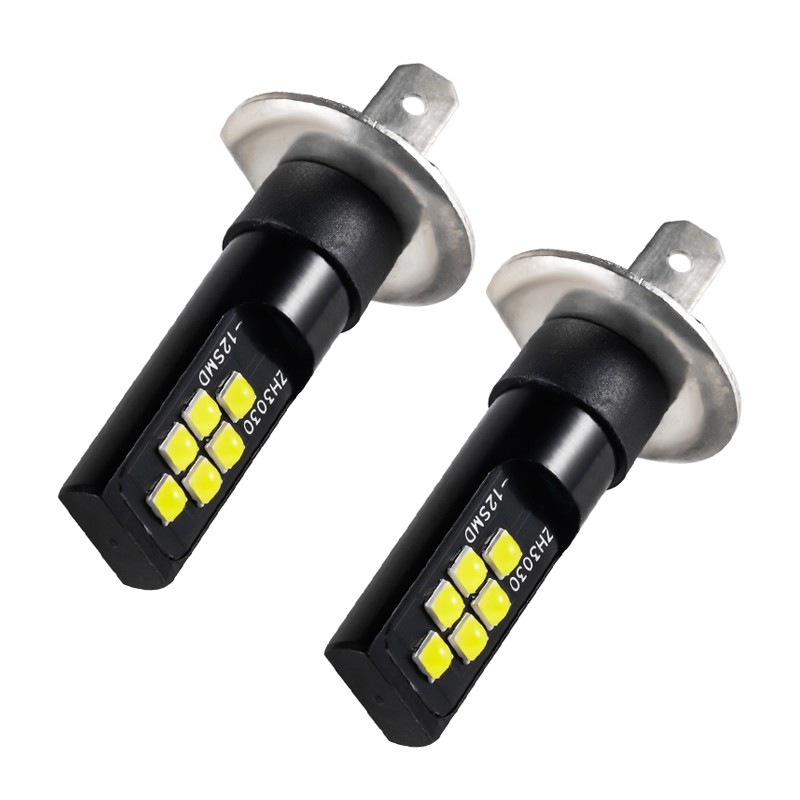 2pcs Super Bright H1 Led Fog Bulbs Running Light 6000K White 3030 12SMD 1200Lm Universal Canbus Car Fog Lamp Front Head Light