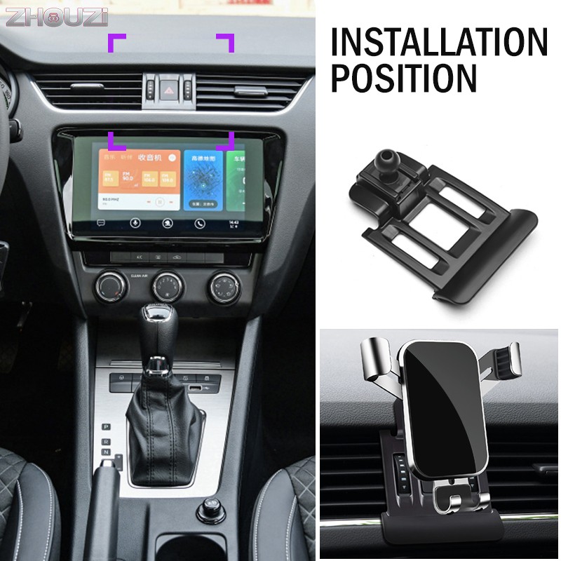 Car Mobile Phone Holder Air Vent Mounts GPS Navigation Holder Bracket Car Accessories For Skoda Octavia 2016 2017 2018 2019 2020