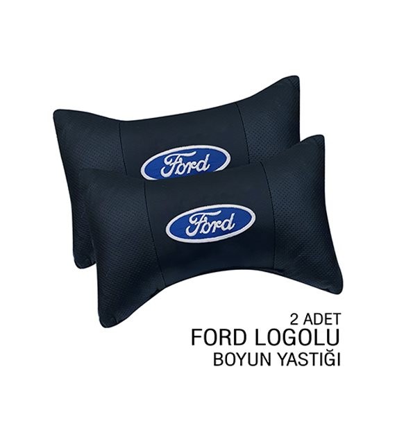 Car Neck Pillow Leather Auto Seat Head Support Neck Protector Travel Rest Pillow for Ford (2pcs)