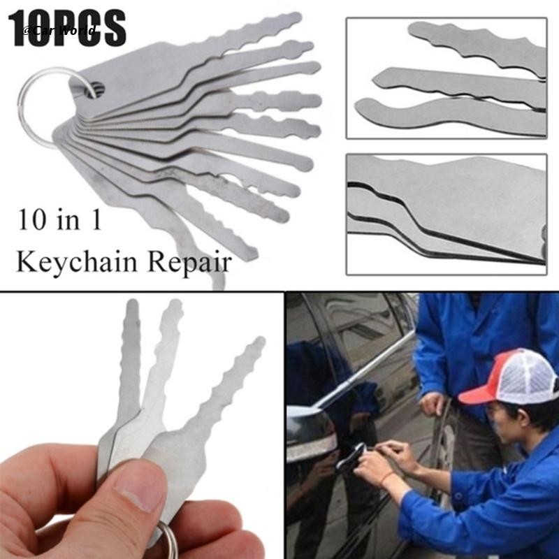 6XDB 10pcs/set Double Sided Stainless Steel Jiggler Keys Commonly Used Locksmith Tools Universal Auto Tools