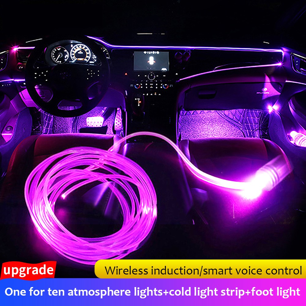 10 in 1 Car Atmosphere Lights USB RGB LED Strip Lights With APP Remote Control Auto Interior Decorative Ambient Dashboard Neon Lamp For Car Accessories