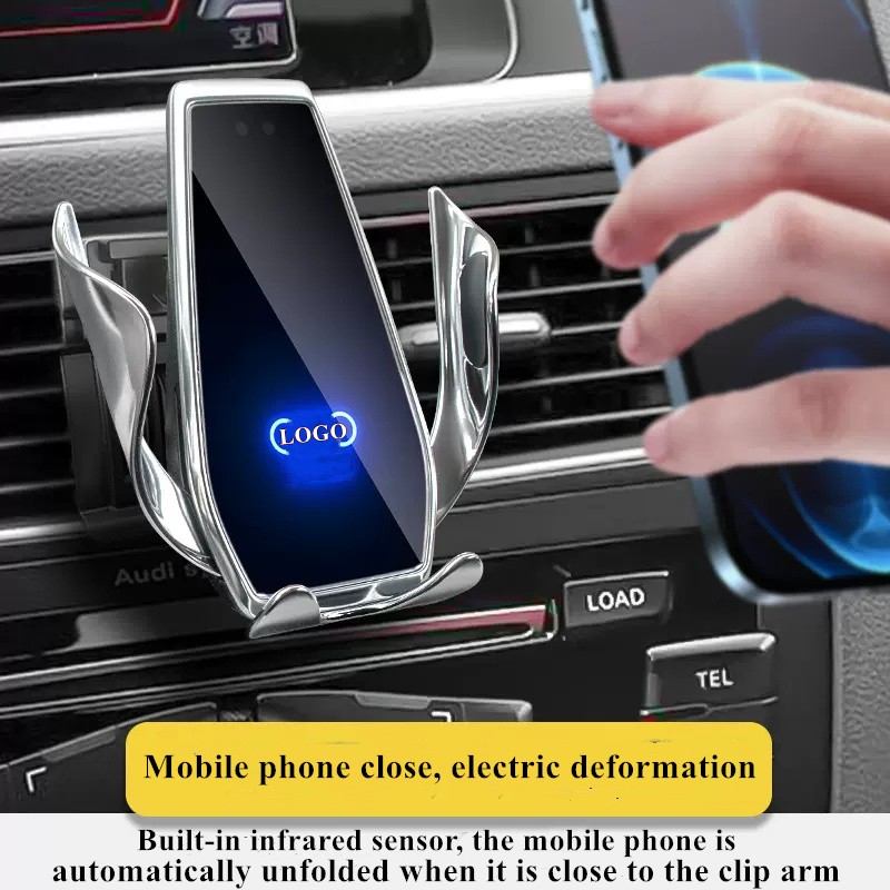 For Audi Q5 2010-2018 Car Cell Phone Holder Air Vent Wireless Charger 360 Rotating Navigation Bracket Support GPS With Logo