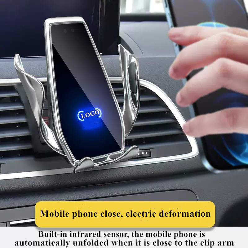 For Audi Q3 2013-2018 Car Cell Phone Holder Air Vent Wireless Charger 360 Rotating Navigation Bracket Support GPS With Logo