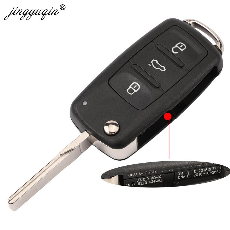 jingyuqin 10X For Volkswagen Polo Sedan Golf 6 Passat B6 Volkswagen Touran Bora 434MHz Flip Key ID48 Remote Control Car Key