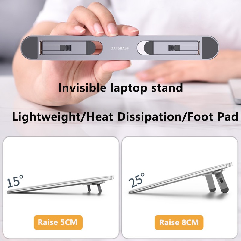 Metal Laptop Stand for 11-17 inch MacBook Pro Air Laptop Mini Foldable Adjustable Stand Cooling Pad Laptop Accessories