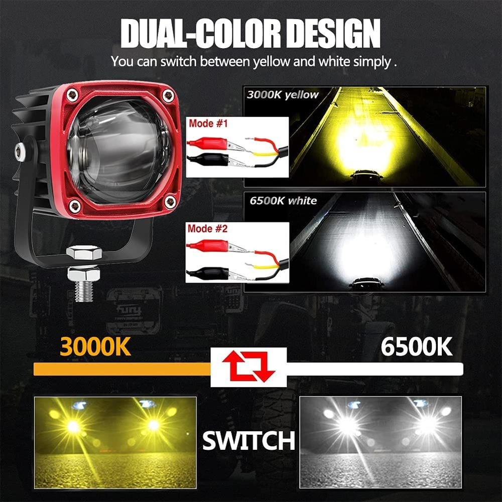 Luyoo 9D 9-36V Motorcycles LED Headlight Spot Work Light Motorcycle 6000K 3000K White Yellow Super Bright LED Driving Fog