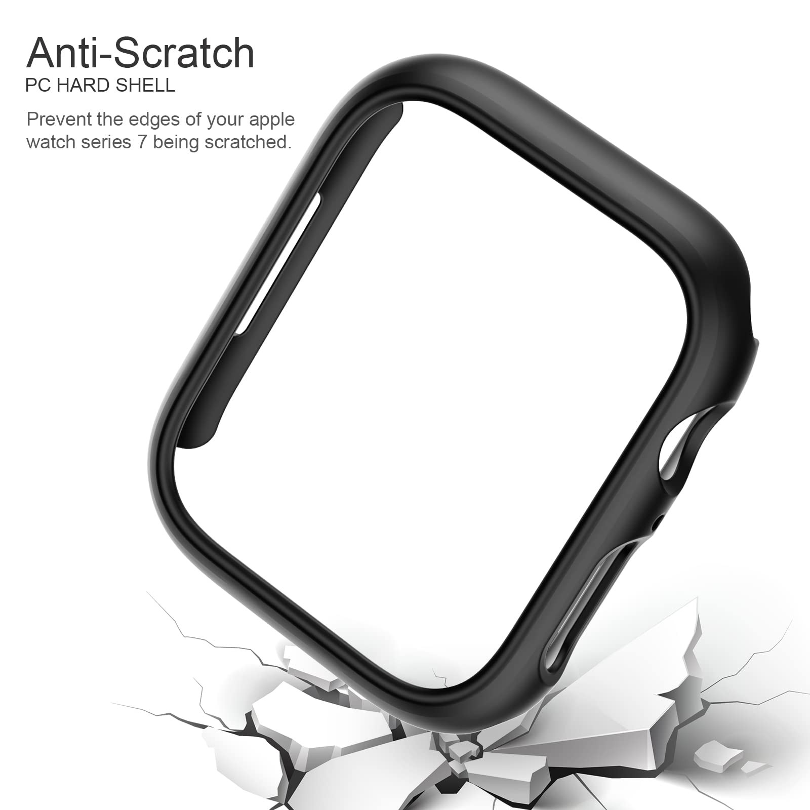 Hard PC Bumper Case Protective Frame [Without Screen Protector] Compatible with Apple Watch Series 7 45mm 41mm Accessories