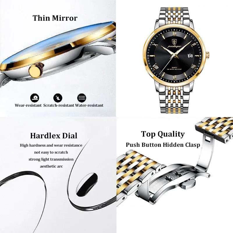 Pbaiagar Men's Watches 2022 New Luxury Quartz Watch Waterproof Luminous Stainless Steel Business Top Brand Swiss Men's Wristwatch