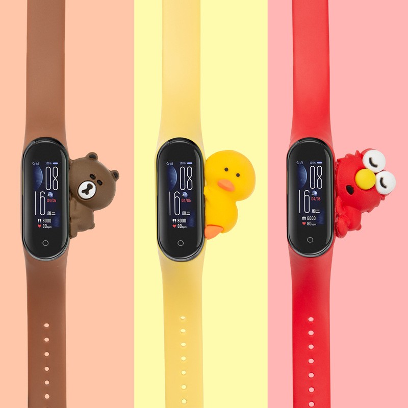 Applicable Cartoon Disney Mi Band 5 6 Smart Watch Wristband Mickey Minnie Stitch Cute Doll Adjustable Mi Band Replacement Strap