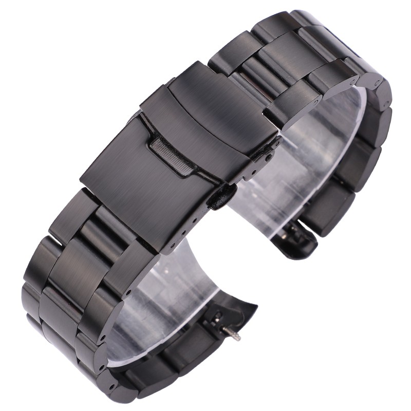 20mm 22mm watch bracelet stainless steel silver black curved end watches women men metal watch strap