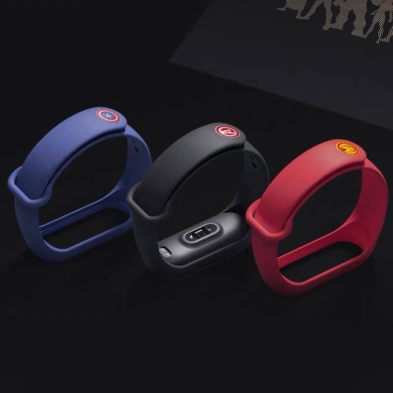 Suitable for Mi Band 3 4 Strap Marvel Spiderman Captain Dollar Iron Man Replacement Silicone Bracelet Mi Band 3 4 Wristband