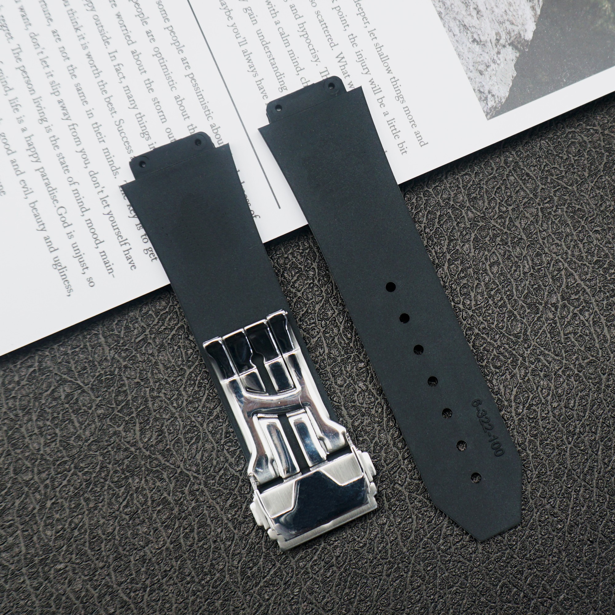 25*19mm Black Silicone Rubber Watch Band Applicable For Hublot Strap For Big Bang Strap Butterfly Buckle Watch Tools Accessories