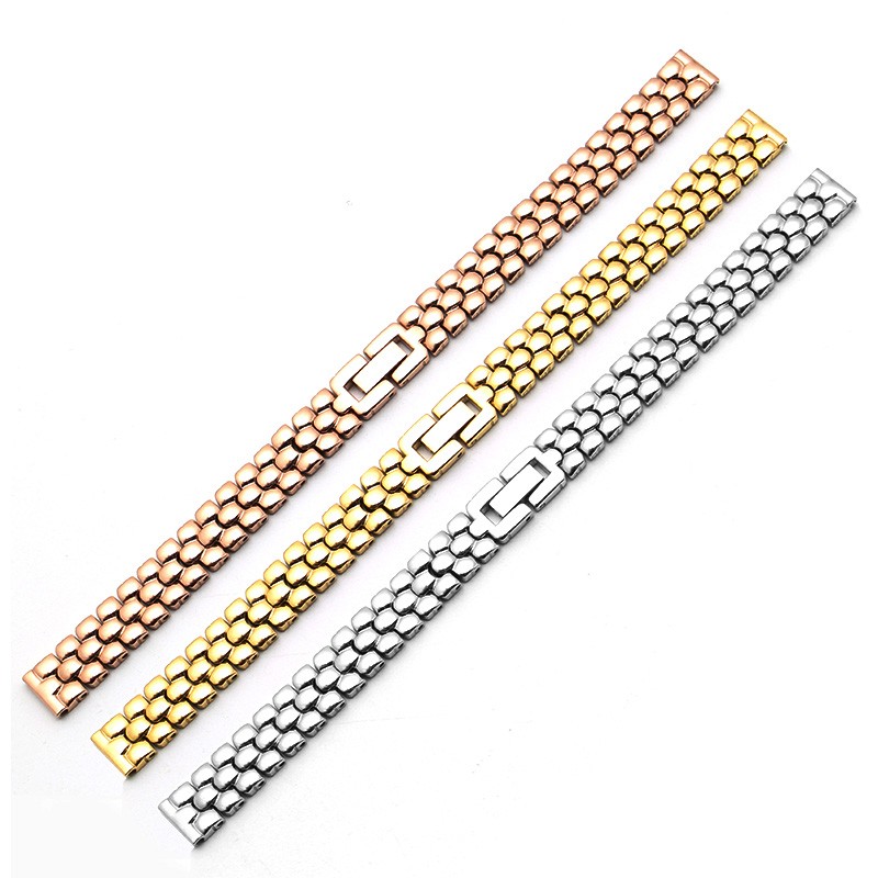 PEIYI 6 8 10 12 14mm Stainless Steel Watchband Silver Golden Bracelet Replacement Strap for Dial Size Lady Fashion Watch Chain