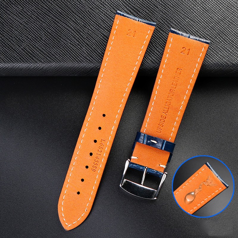 It is suitable for Longines belt, leather craftsman, moon blue crocodile pattern, exquisite Comcas male belt 19 20 21mm